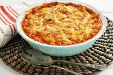 مرقة الكفته المشويّة بالفرن المغطاة بالبطاطا المبشورة 0